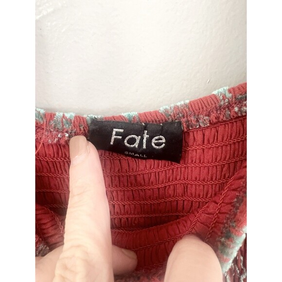 Fate Curve Women's Brick Red/Teal Burnout Velvet Midi Maxi Dress Size Small - Picture 8 of 13